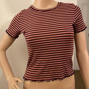 American Eagle Striped Crew Neck Crop Top